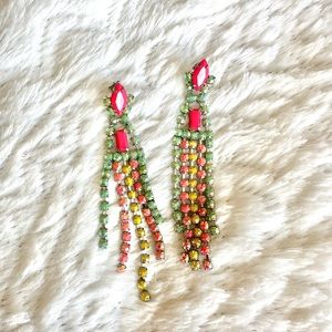 Rhinestone drop chandelier Earrings w/ backing